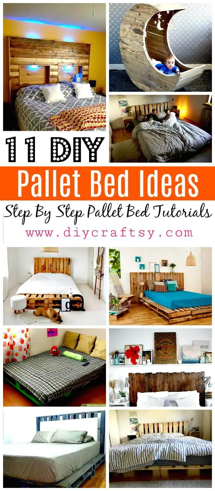 11 ideas para camas con paletas - Tutoriales paso a paso sobre marcos de cama con paletas - Muebles con paletas - Proyectos con paletas - Ideas para paletas de bricolaje