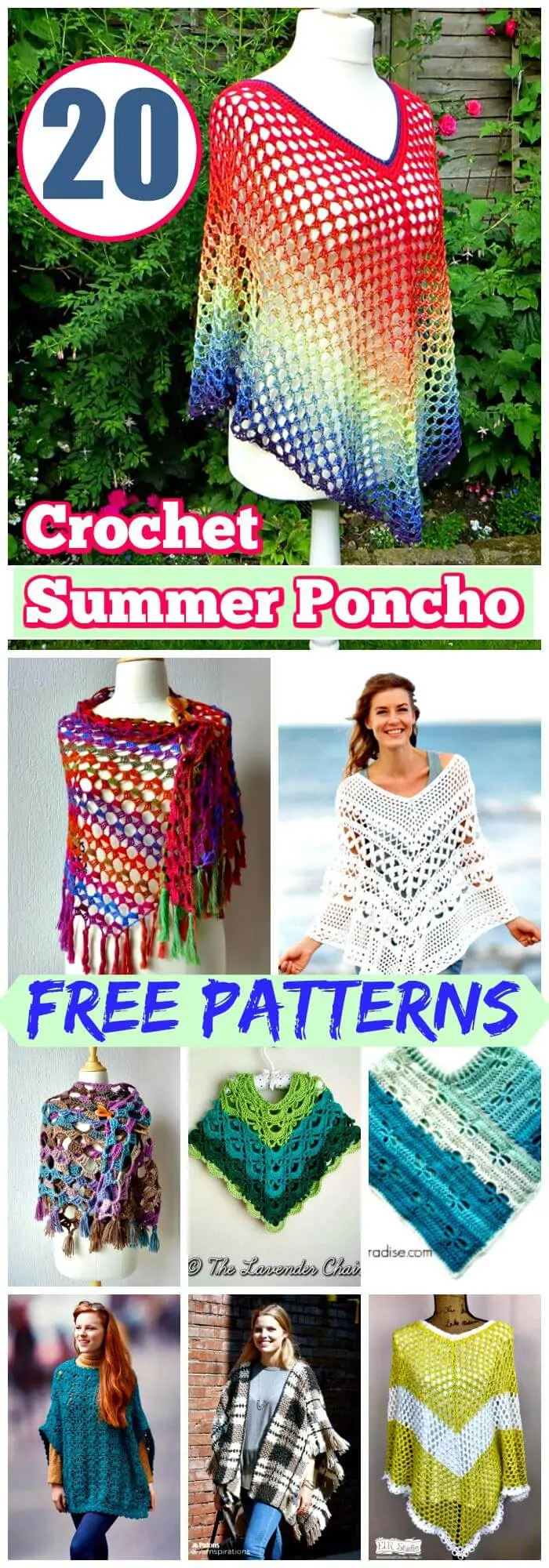 20 patrones de poncho de verano de ganchillo gratis para mujeres