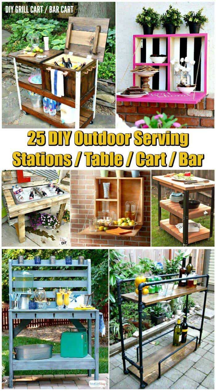 25 estaciones de servicio al aire libre de bricolaje / mesa / carrito / bar