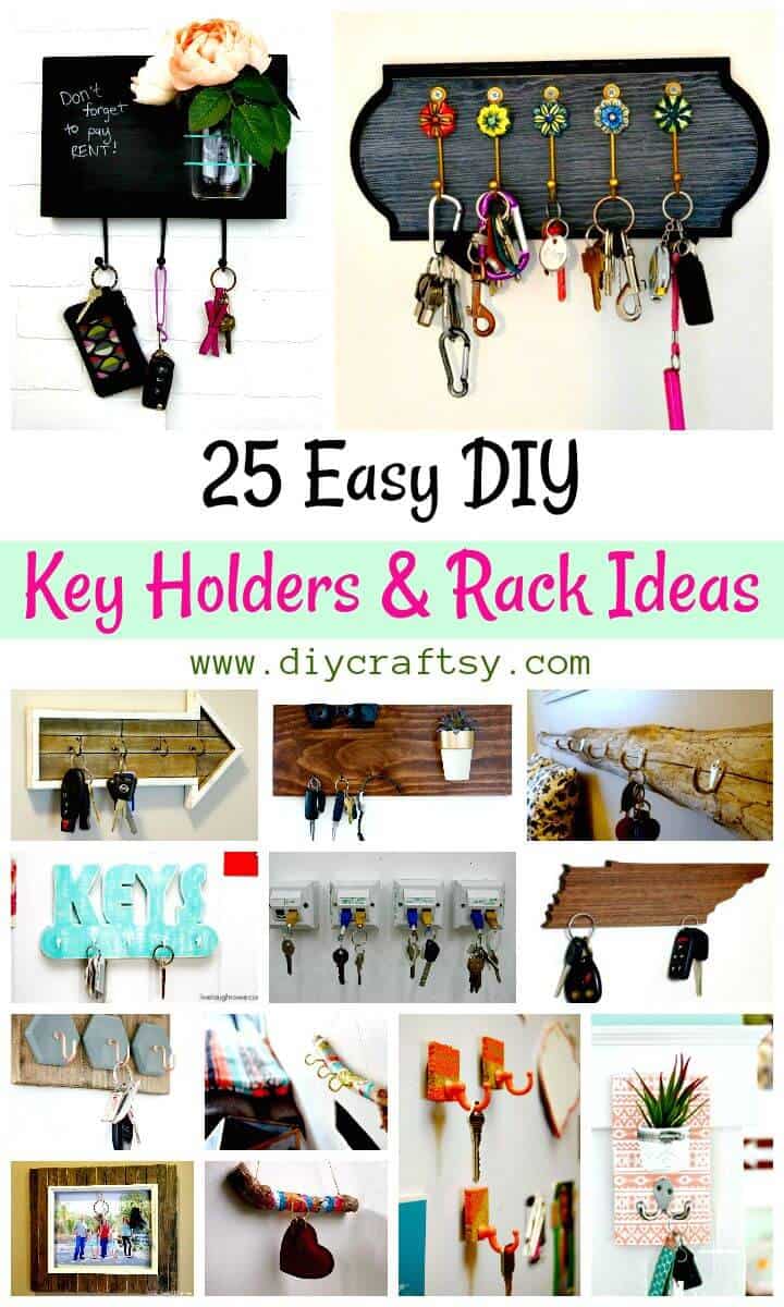 25 fáciles porta llaves e ideas para estantes de bricolaje