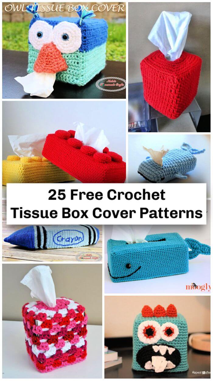25 patrones de cubiertas de caja de pañuelos de ganchillo gratis