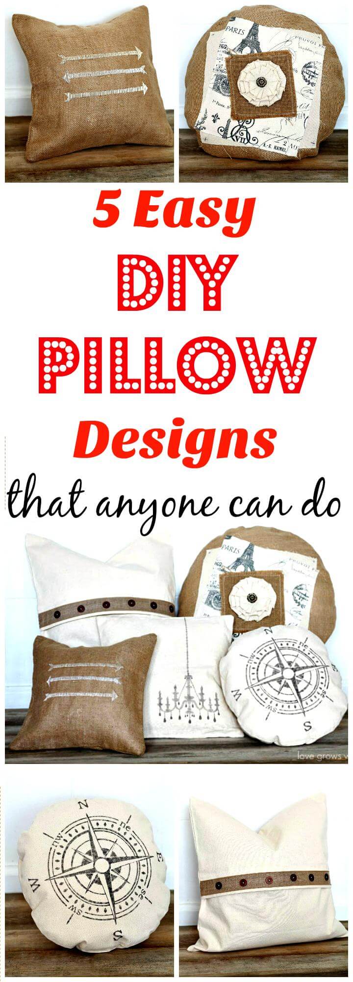 5 diseños sencillos de almohadas de bricolaje que cualquiera puede hacer