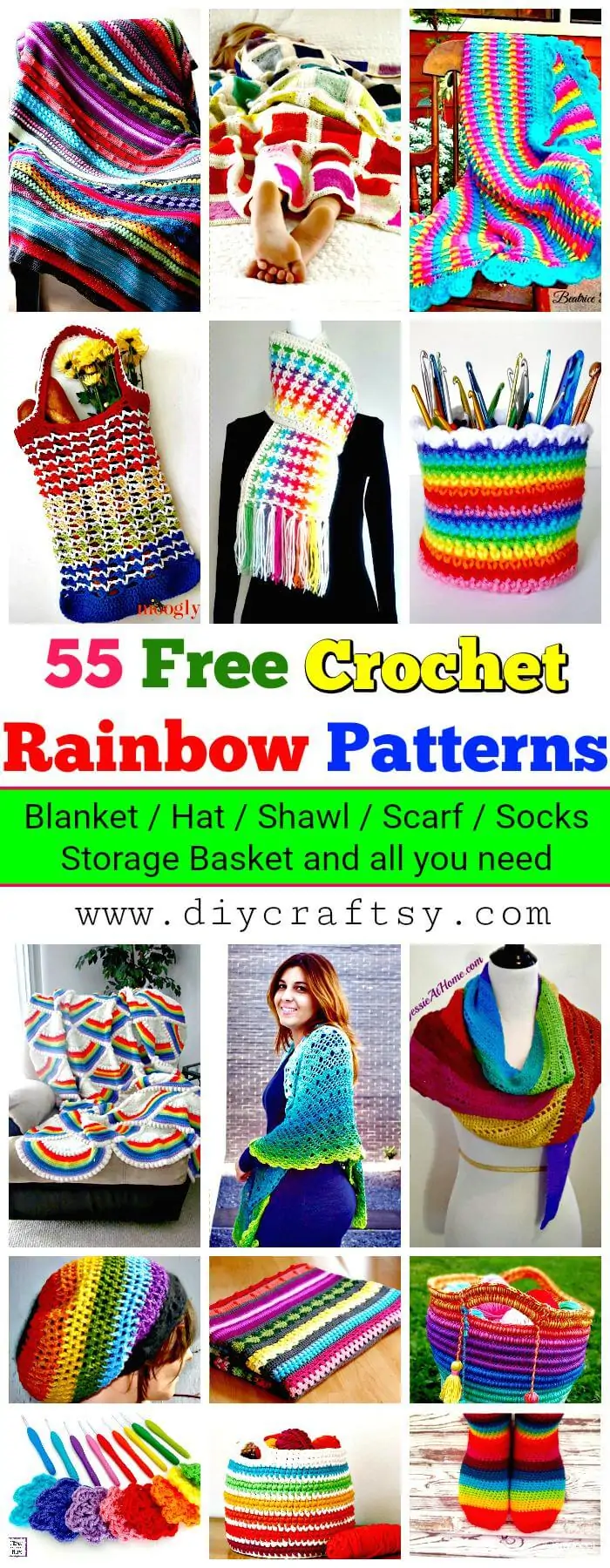 55 patrones de arcoíris de ganchillo gratis / 14 manta de arcoíris