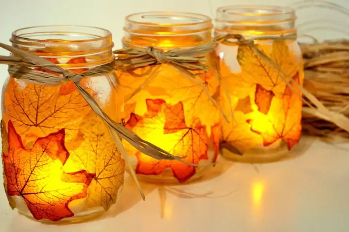 Portavelas Autumn Leaf Mason Jar