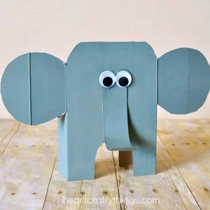 Impresionante caja de cereales DIY Elephant Craft, recicla la caja de cereal para hacer decoraciones de mini elefantes lindos