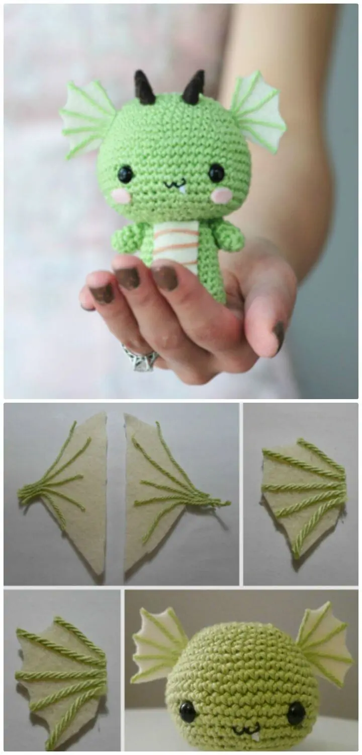 Patrón Amigurumi Dragón Crochet Gratis Fácil