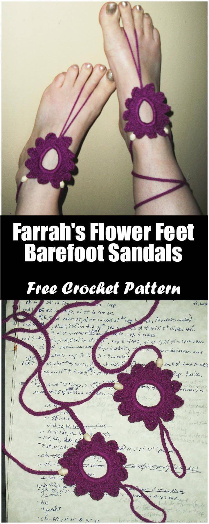 Crochet Farrah's Flower Feet Sandalias descalzas