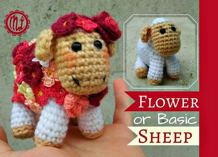 Cómo hacer un patrón amigurumi gratis de ovejas con flores a ganchillo