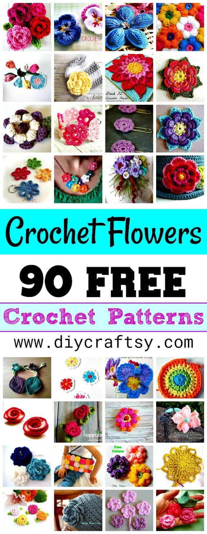 Crochet Flowers - 90+ FREE Crochet Flower Patterns - Crochet Flower Pattern, DIY Flowers y DIY Crafts