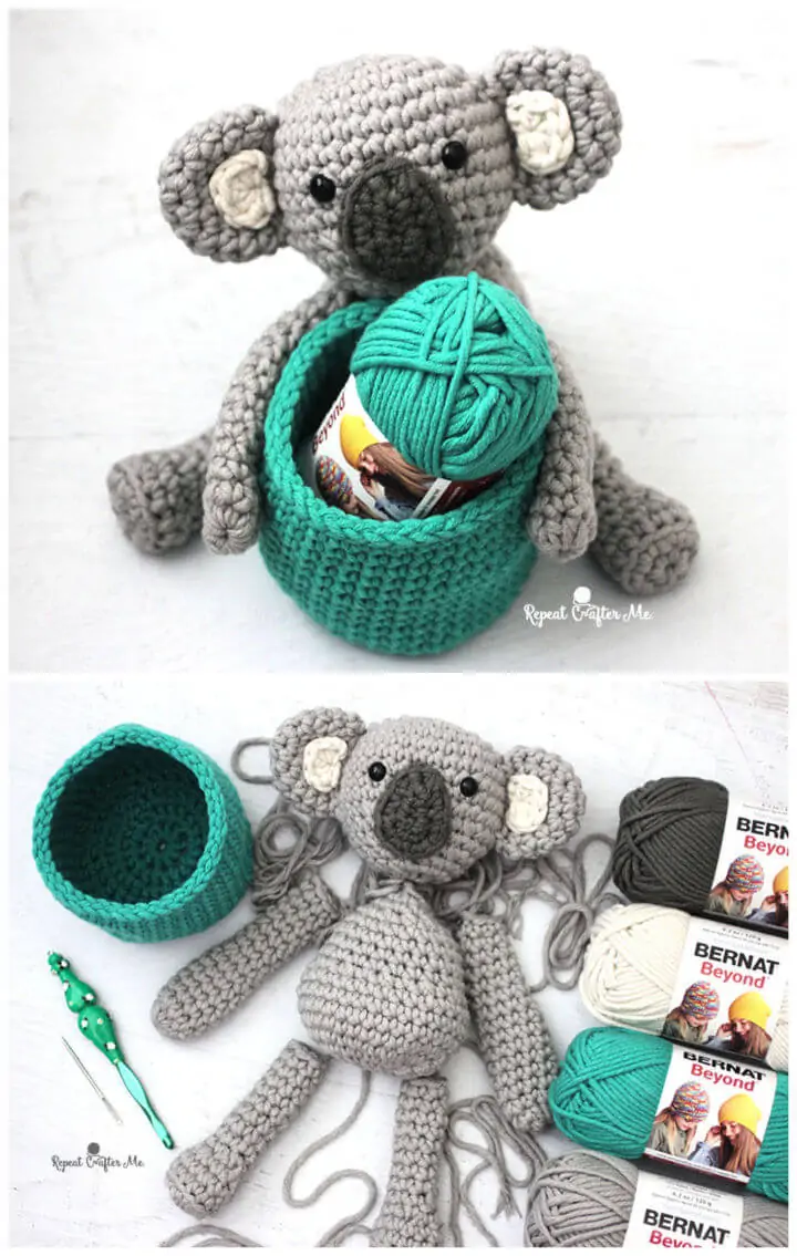 Canasta de oso koala a crochet con Bernat Beyond 1
