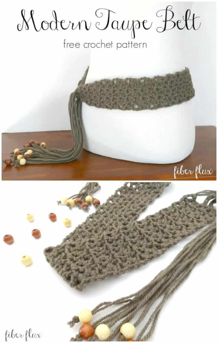 Cinturón Crochet Modern Taupe - Patrón libre