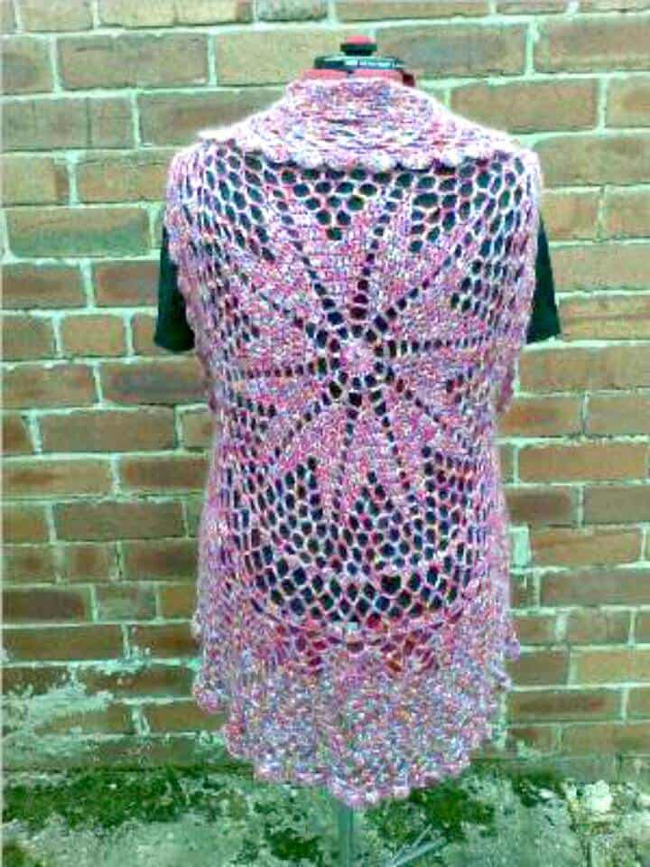 Crochet Pink-Mix Circular Cardigan-Chaleco Patrones circulares