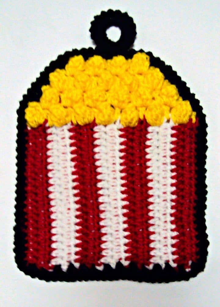 Patrón de agarradera de palomitas de maíz fácil de crochet