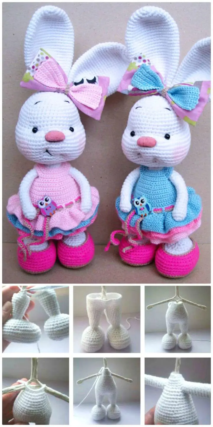 Crochet Pretty Bunny Amigurumi en vestido - Patrón libre