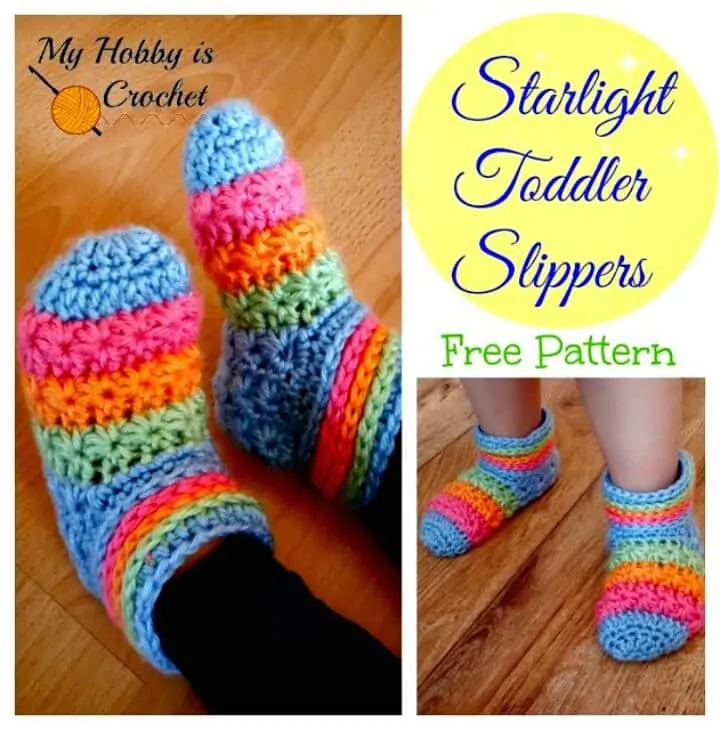 Patrón fácil de crochet Starlight para niños pequeños sin pantuflas con tutorial