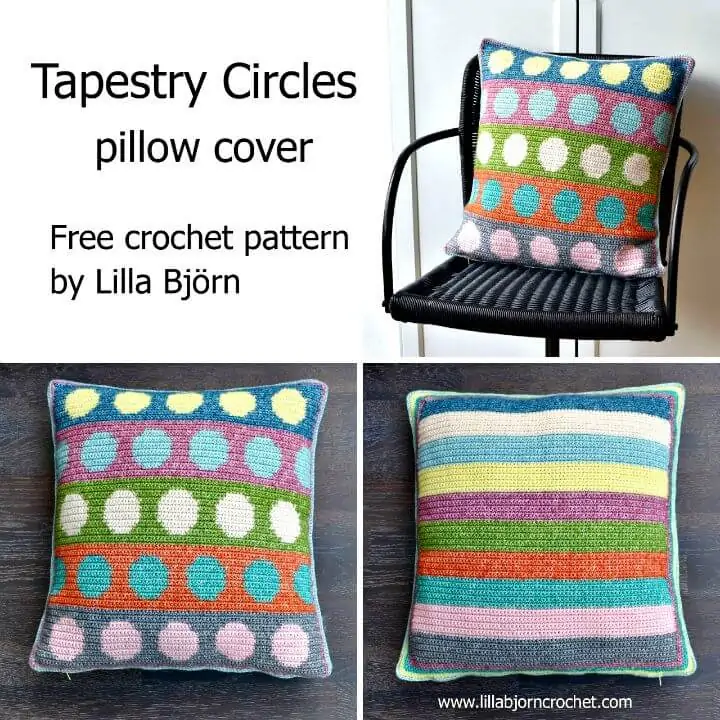 Cómo tejer una almohada con círculos de tapiz de ganchillo - Patrón gratuito
