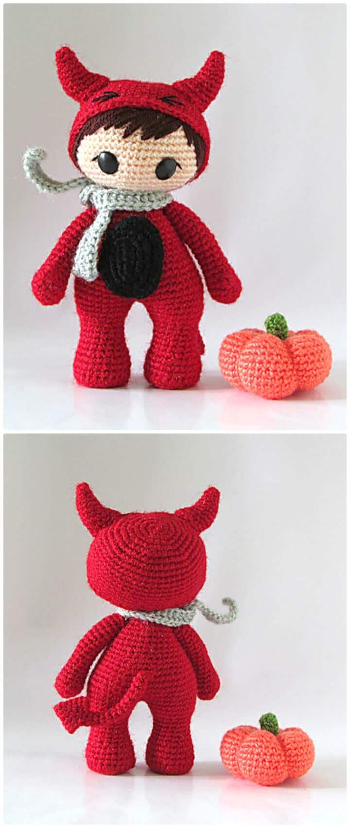 Patrón de amigurumi del pequeño diablo rojo a crochet gratis
