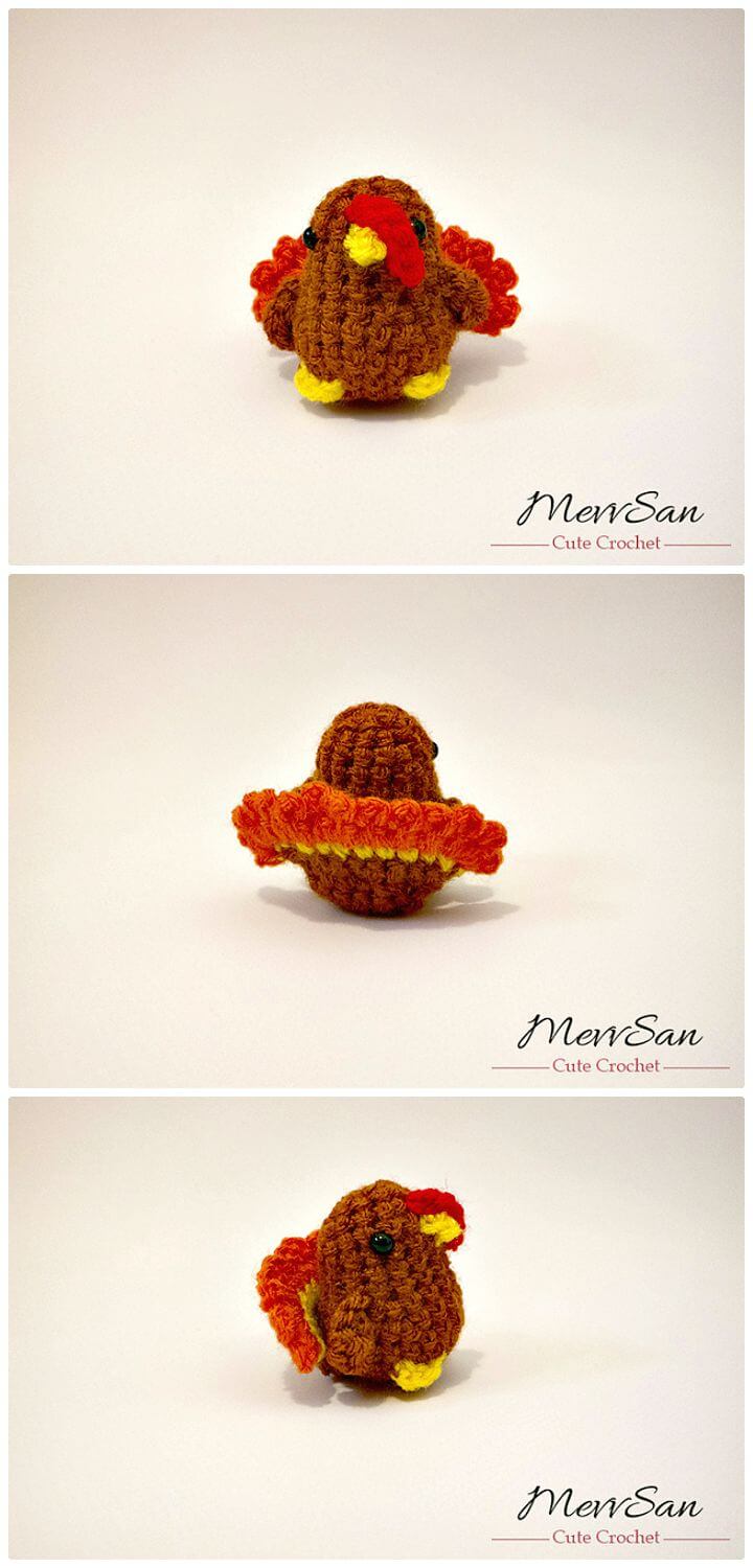 Cómo hacer un patrón amigurumi de Tiny Tom Turkey a crochet gratis