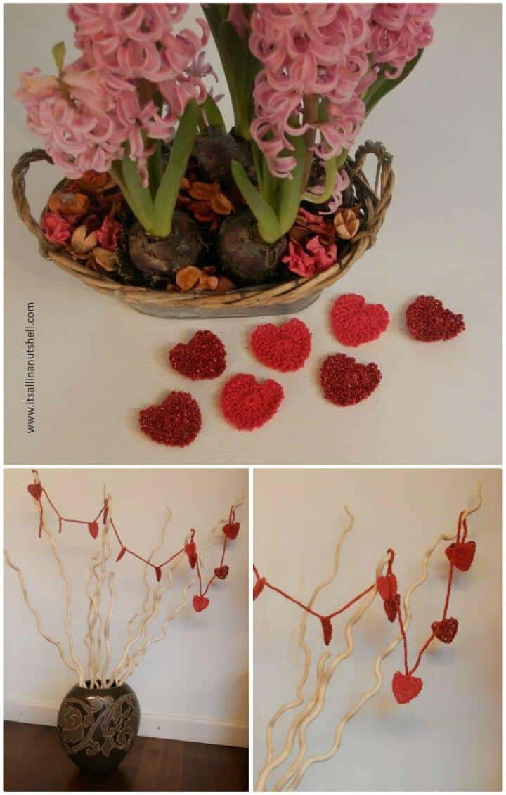Easy Crochet Valentine Heart Garland – Free Pattern