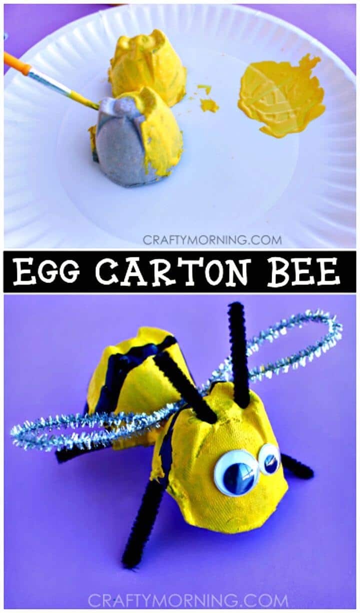 Cartón de huevos de bricolaje Bumble Bee Craft para niños