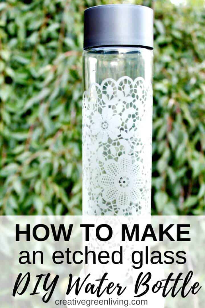 DIY una botella de agua de vidrio grabada