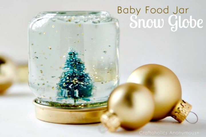DIY Baby Food Jar Snow Globes - Mothers Day Gifts