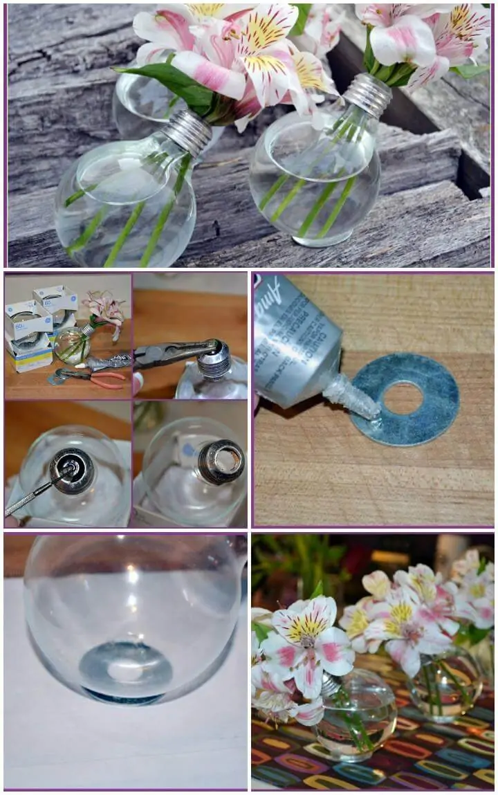 Bombillas de vidrio recicladas Jarrones de bricolaje