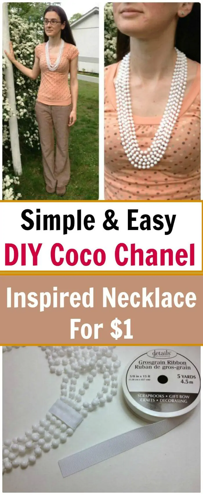 Collar inspirado en Coco Chanel DIY por $ 1