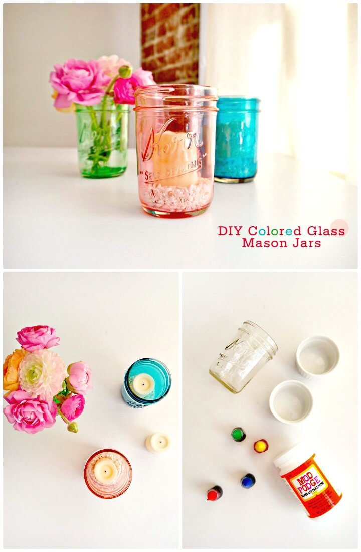 Frascos de vidrio coloreados para bricolaje - Manualidades de frascos de vidrio
