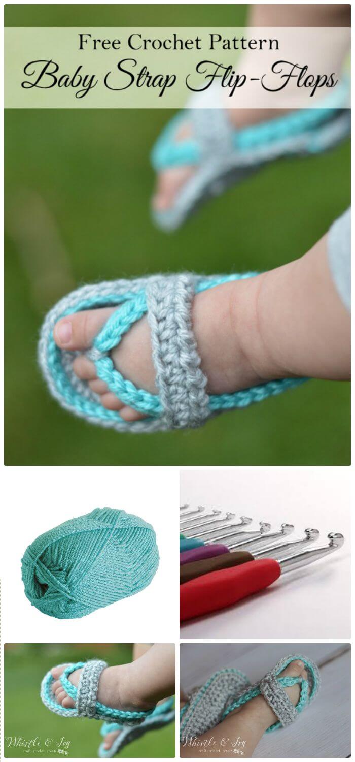 DIY Crochet Baby Strap Flip Flop Sandals, Crochet Baby Flip Flop Pattern