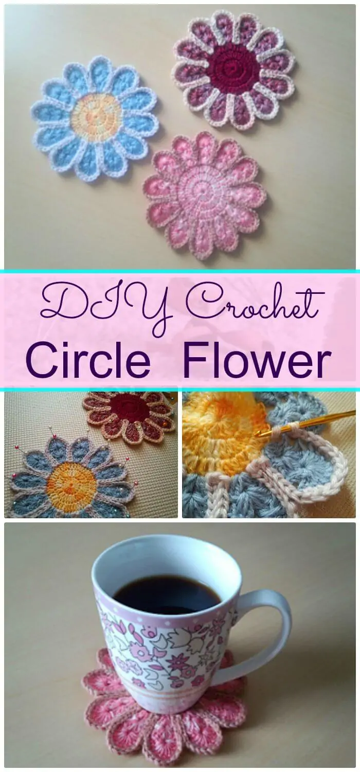 DIY Crochet Circle Flower, Crochet Flower Circle Coaster gratis ¡Patrones gratis!