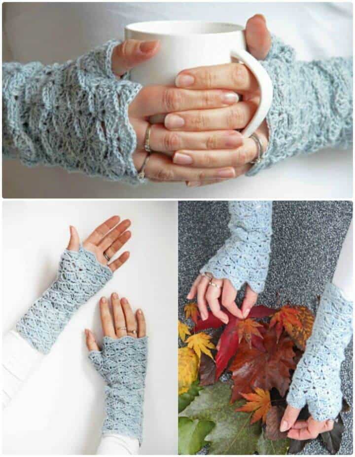 Cómo tejer guantes sin dedos en crochet - Patrón libre