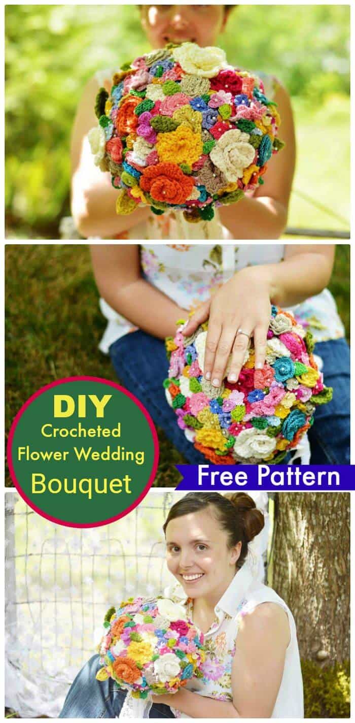DIY Crocheted Flower Wedding Bouquet-Free Pattern, ¡Flores de ganchillo fáciles para principiantes con patrones gratuitos!