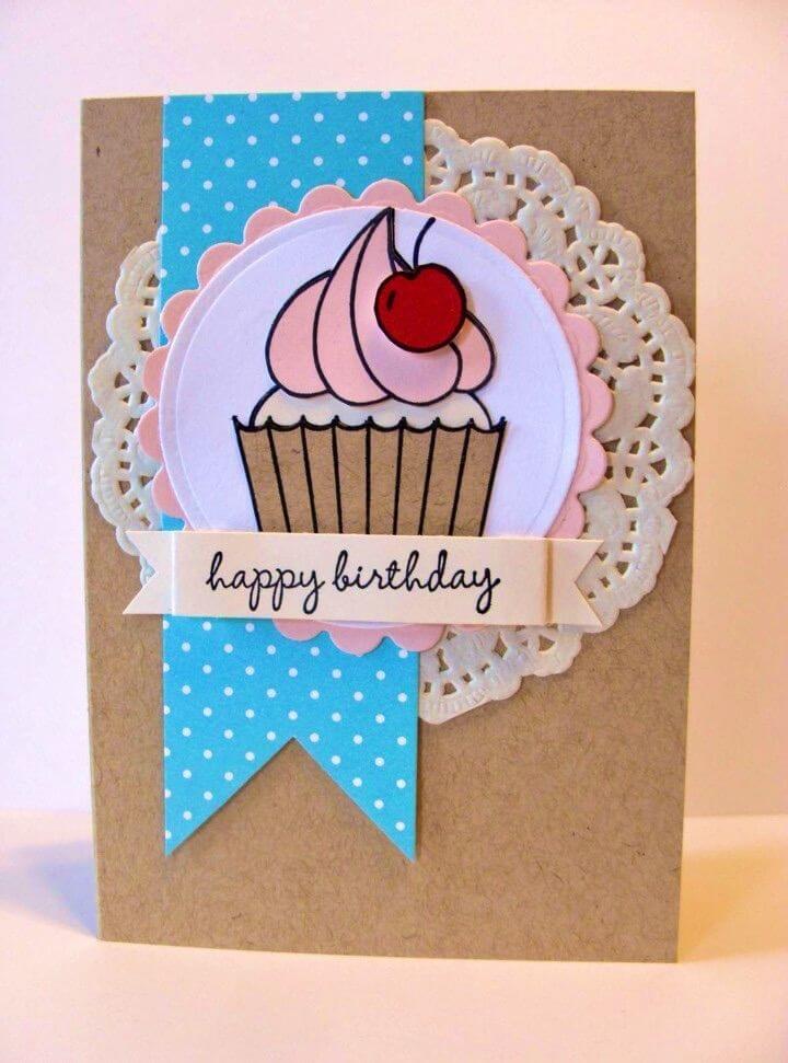 Tarjeta de cumpleaños de la magdalena de bricolaje y bolsa de regalo, tarjeta de cumpleaños de bricolaje inspirada en alimentos