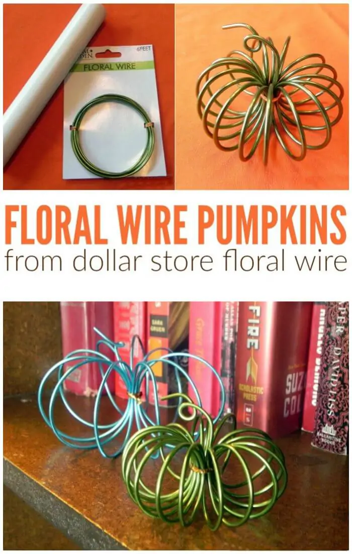 Calabazas de alambre floral de tienda de dólar de bricolaje