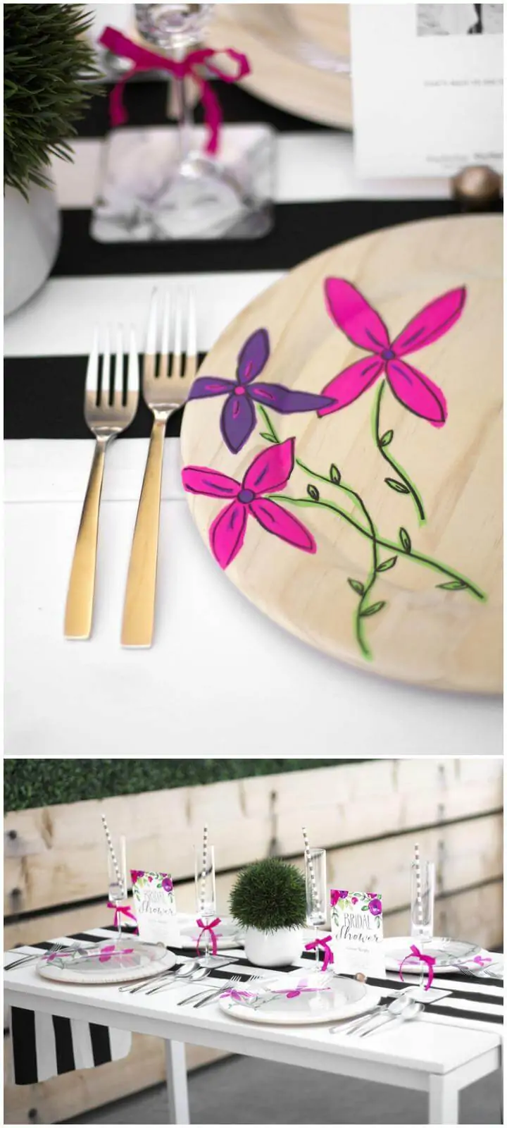 Cargadores de platos florales fáciles de bricolaje para fiesta de graduación