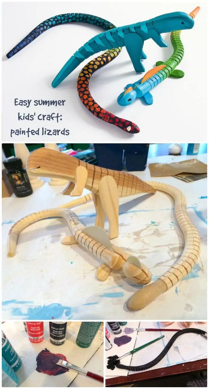 DIY Summer Kids Craft Lagartos pintados