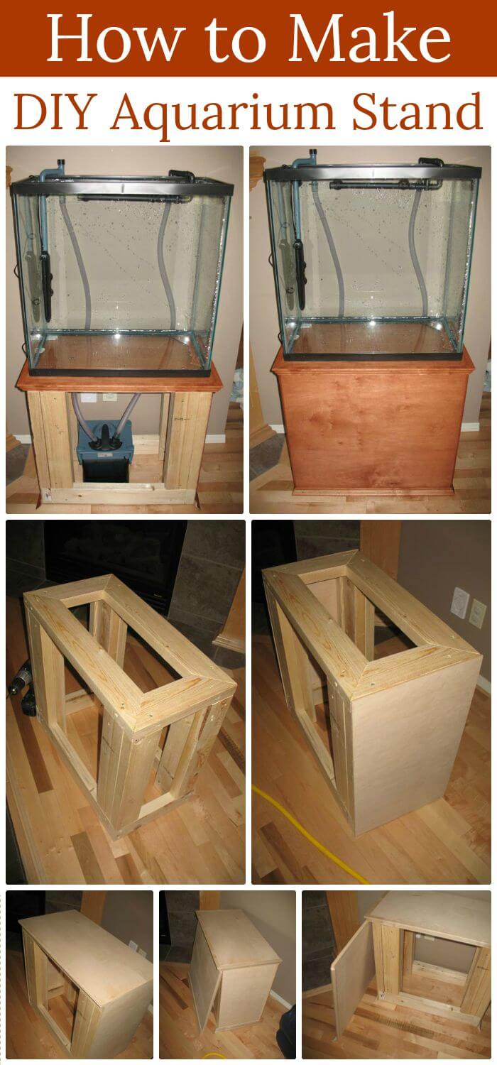 Soporte de acuario de madera y vidrio fácil de bricolaje, ideas y proyectos fáciles de soporte de pecera para bricolaje