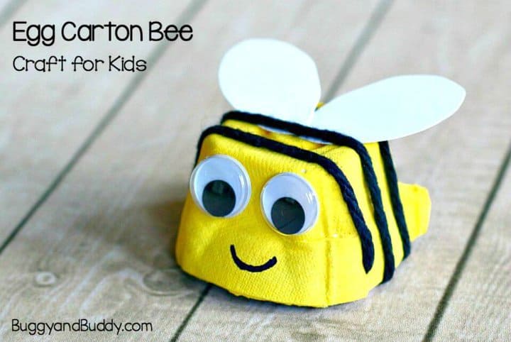 Artesanía de abejas de cartón de huevos de bricolaje para niños