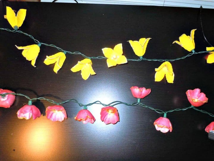 Luces de flores de cartón de huevos de bricolaje 