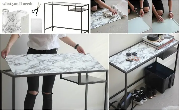mesa de imitación de mármol hecha a mano