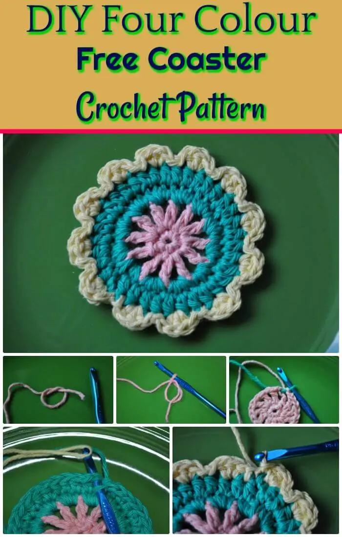 DIY Four Free Coaster Crochet Pattern, ¡Patrones simples de crochet posavasos gratis!