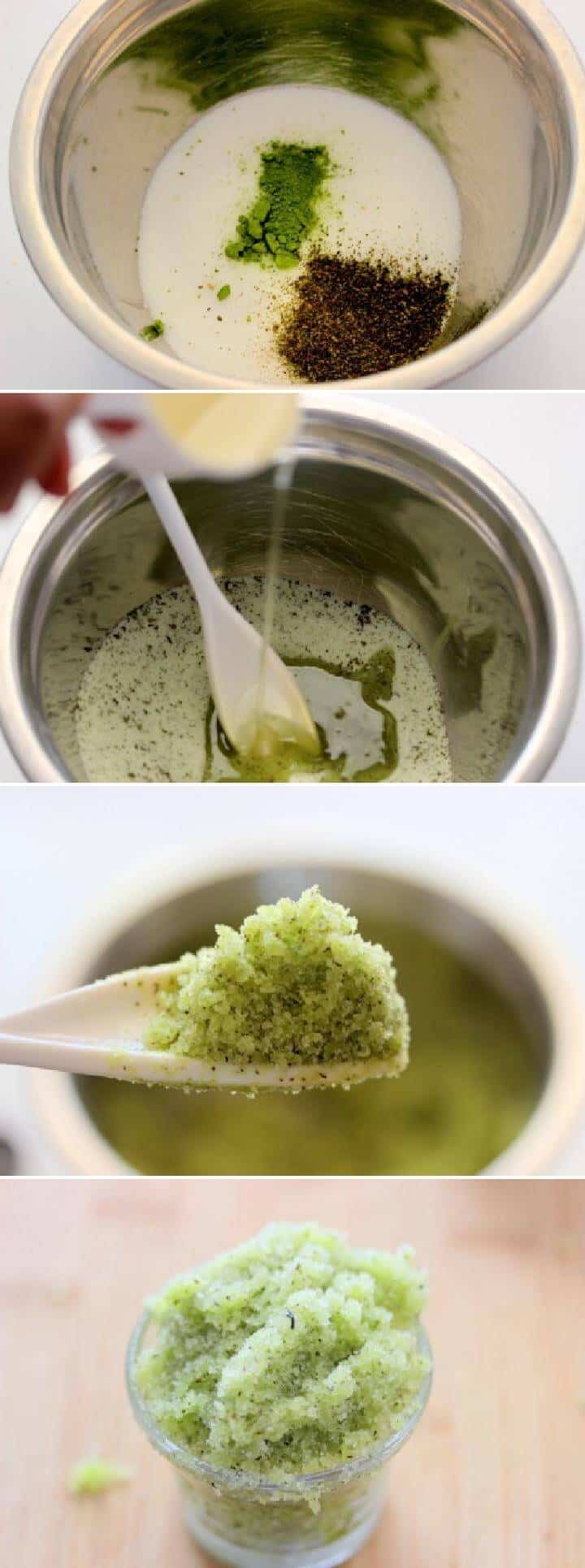 Tutorial de exfoliante de azúcar con té verde casero