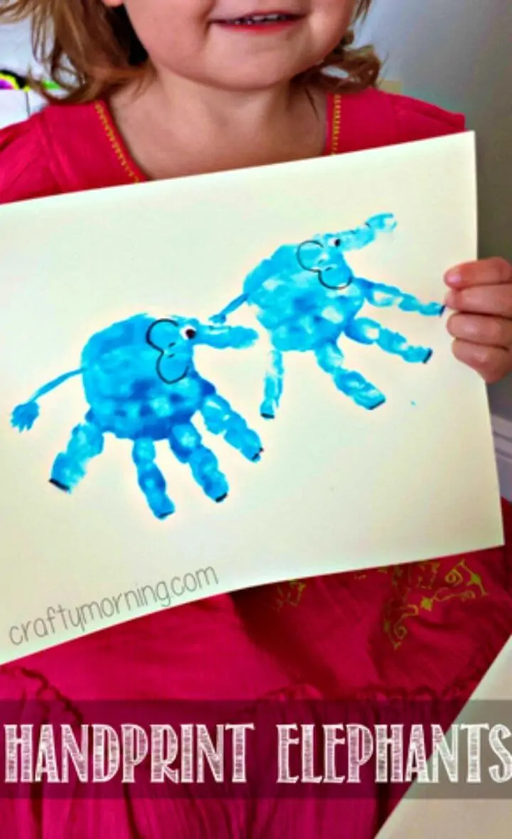 DIY Handprint Elephant kids craft idea 