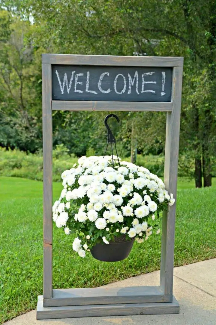 Cartel de bienvenida de macetero colgante de bricolaje, sería una gran idea animar su fiesta al aire libre y lugares de boda con el letrero de bienvenida de macetero hecho a mano.