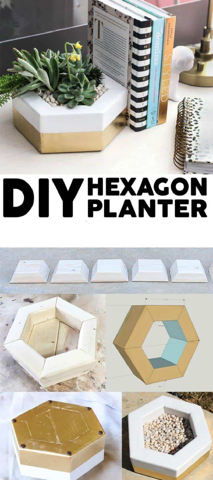 Jardinera hexagonal de bricolaje de madera de desecho de 2 × 4