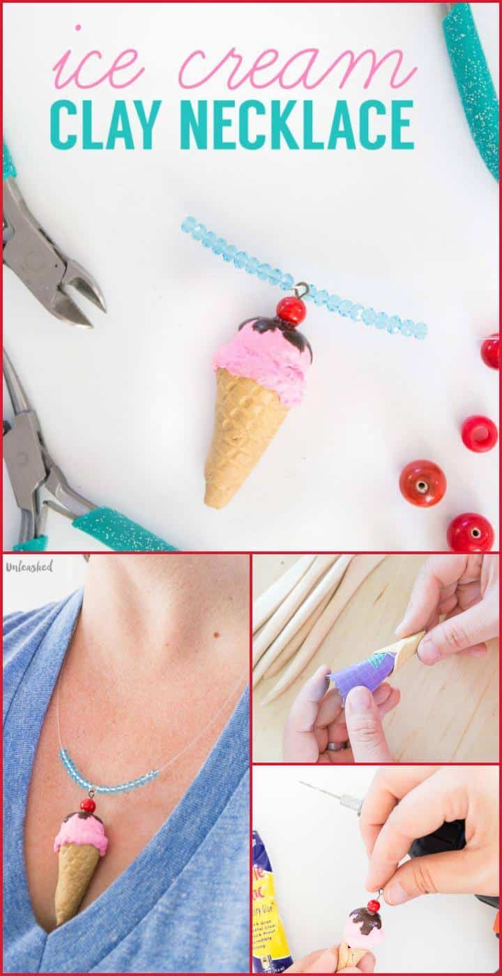 collar de arcilla de helado hecho a mano