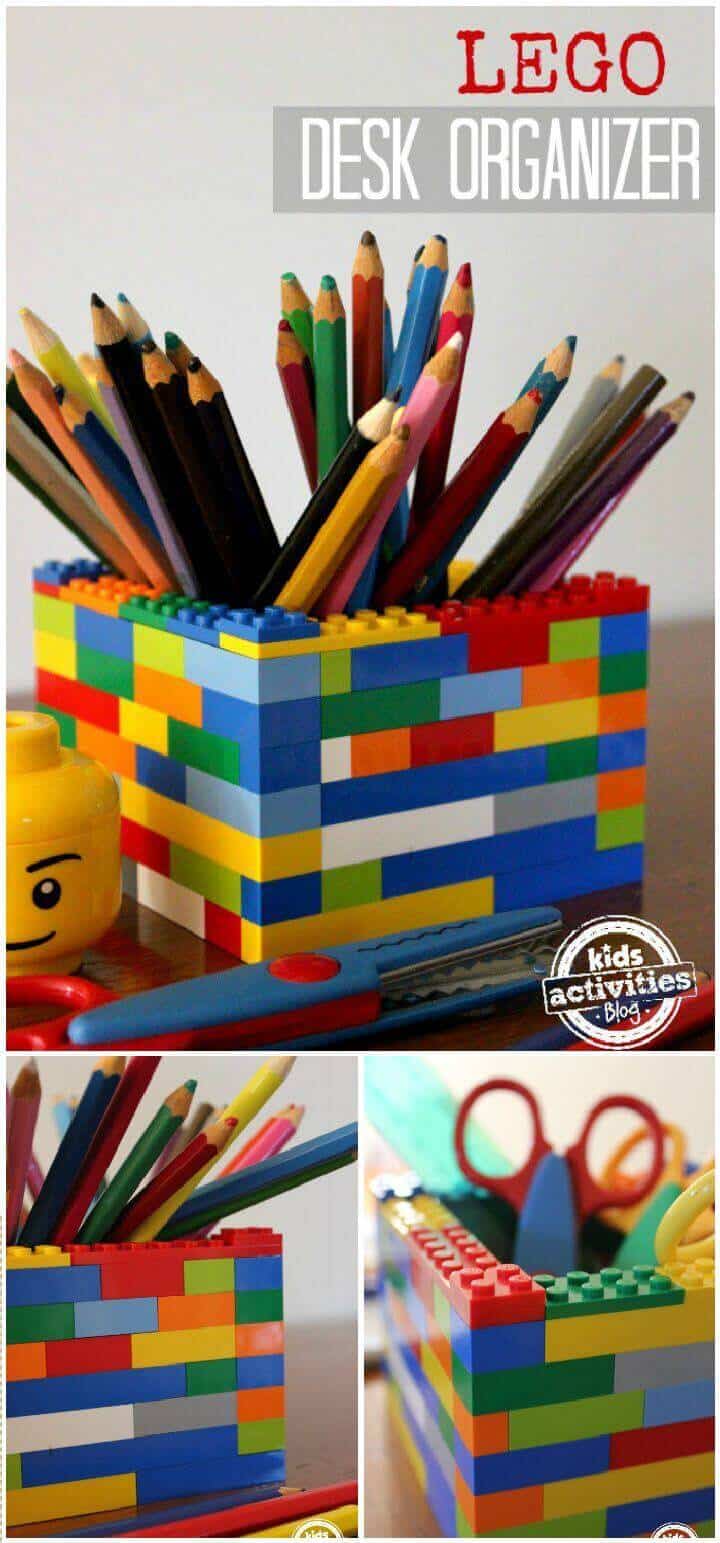 Organizador de escritorio DIY Lego