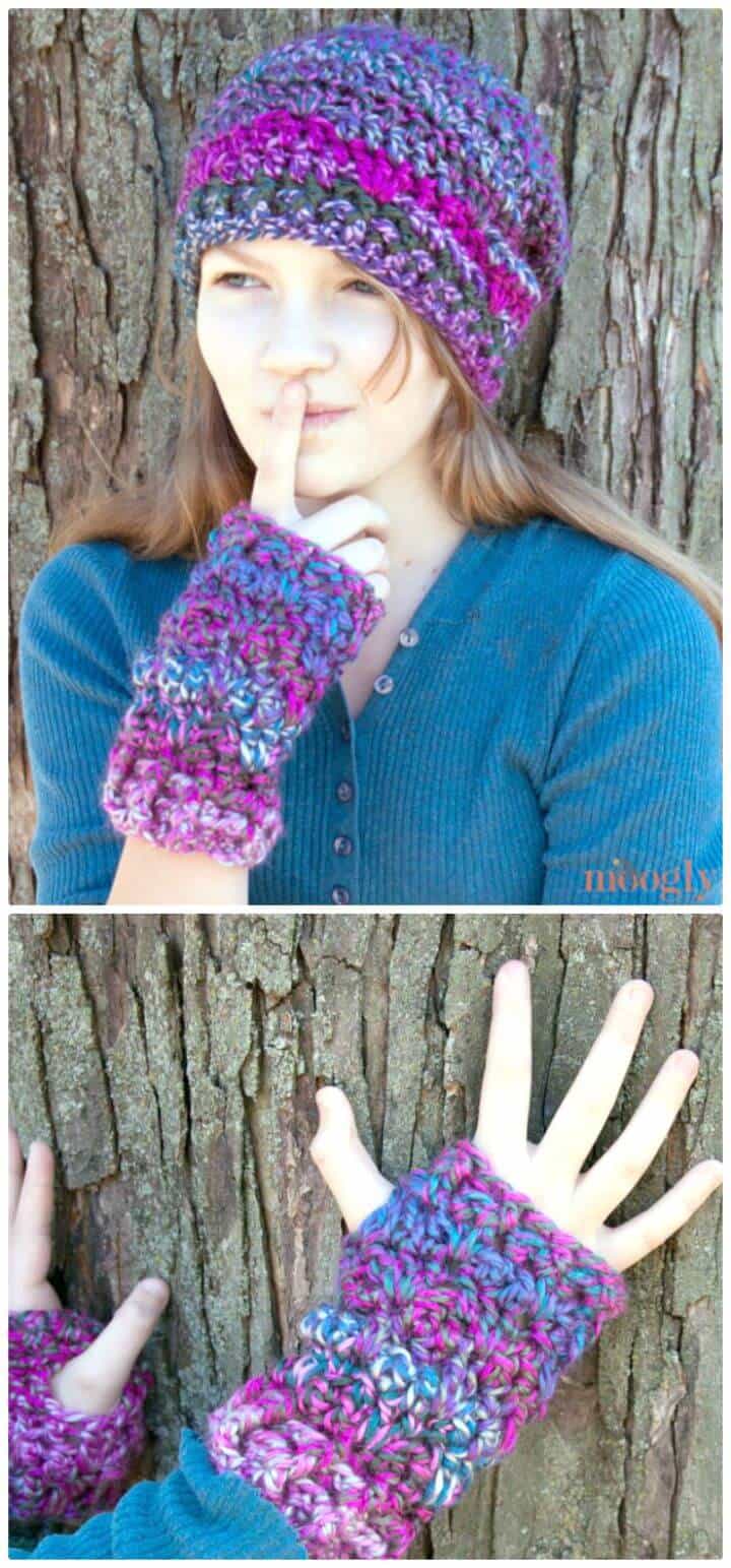 Crochet Luscious One Skein Fingerless Mitts - Patrón libre