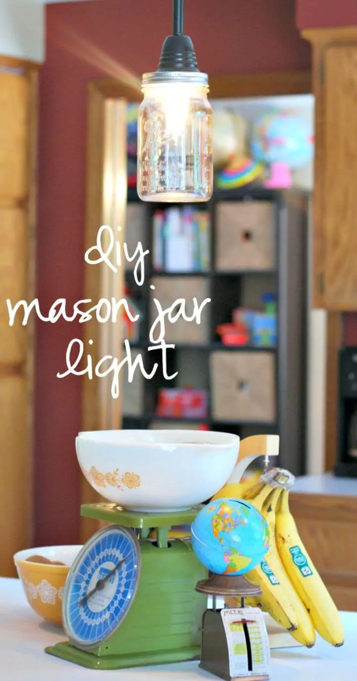 Fácil lámpara colgante DIY Mason Jar - Ideas de iluminación interior 